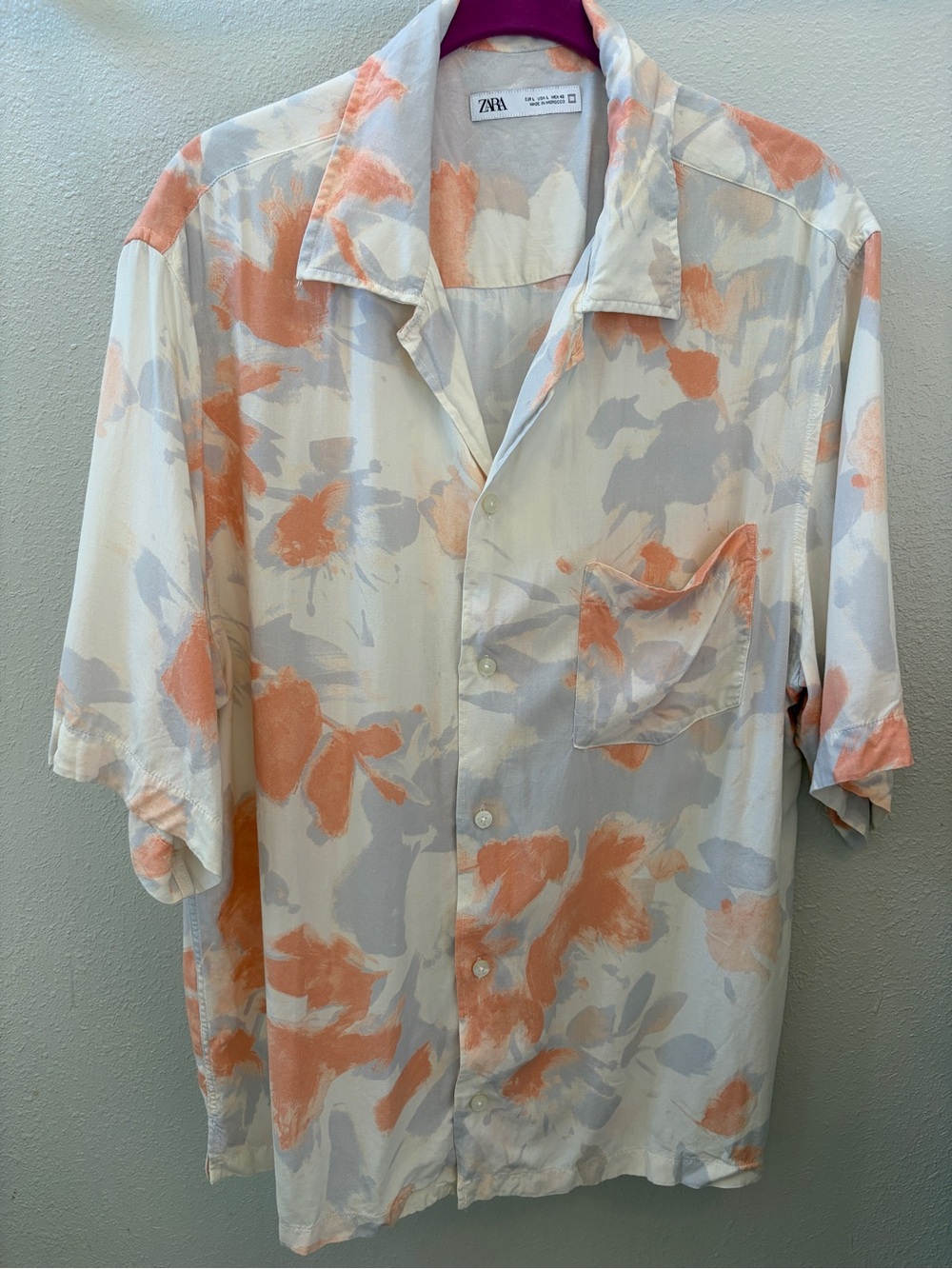 ZARA Men’s Short Sleeve Camp dress Shirt large